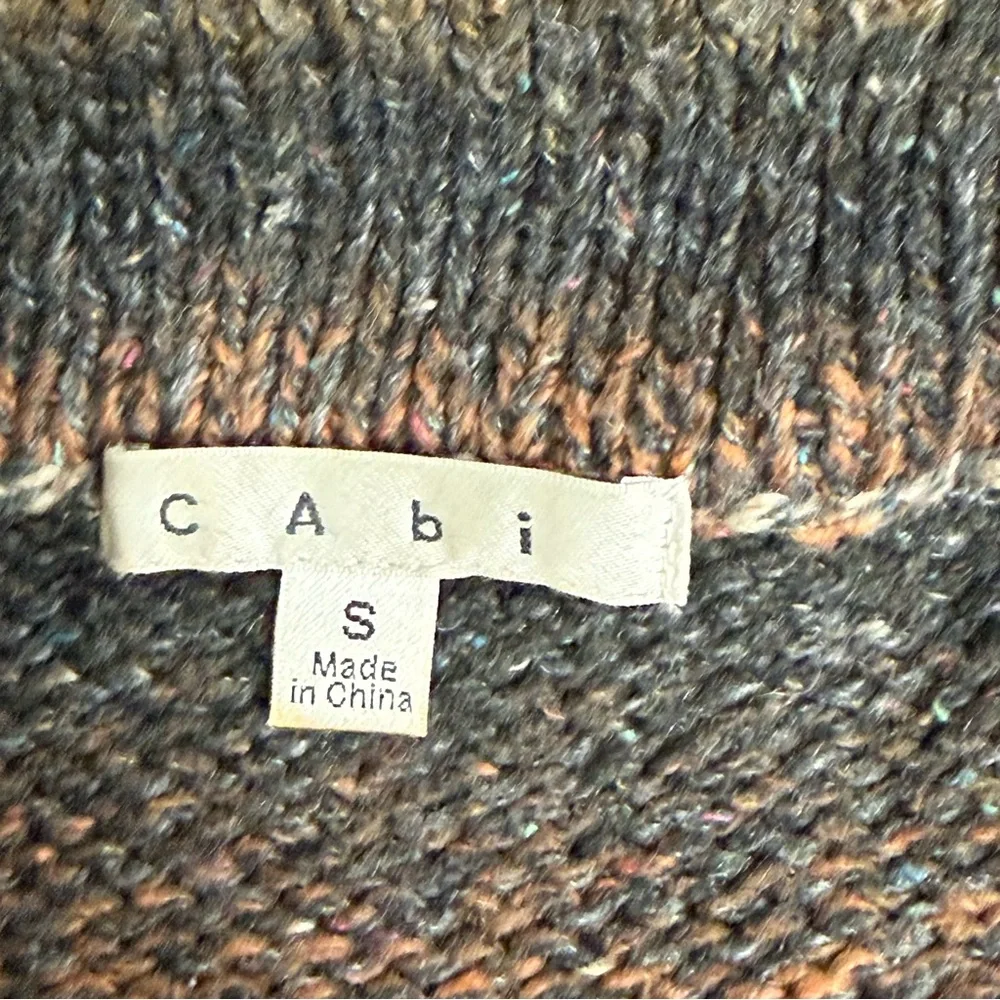 CAbi Brown Black Ombre Fringe Button Cardigan Sweater Small Boho